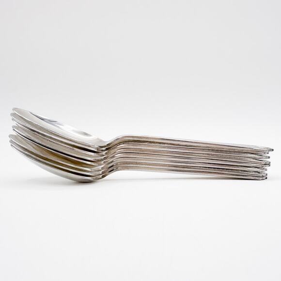 Atq Art Deco National Silver Co EPNS Silver Plate Tea Spoons "Twelve" Set of 8 - Picture 10 of 12